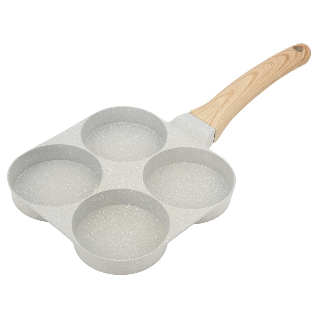 4 Hole Nonstick Egg Hamburger Frying Pan Mini 4 Cup Omelette Pan with Handle for Universal Flat Bottom Induction Cooker