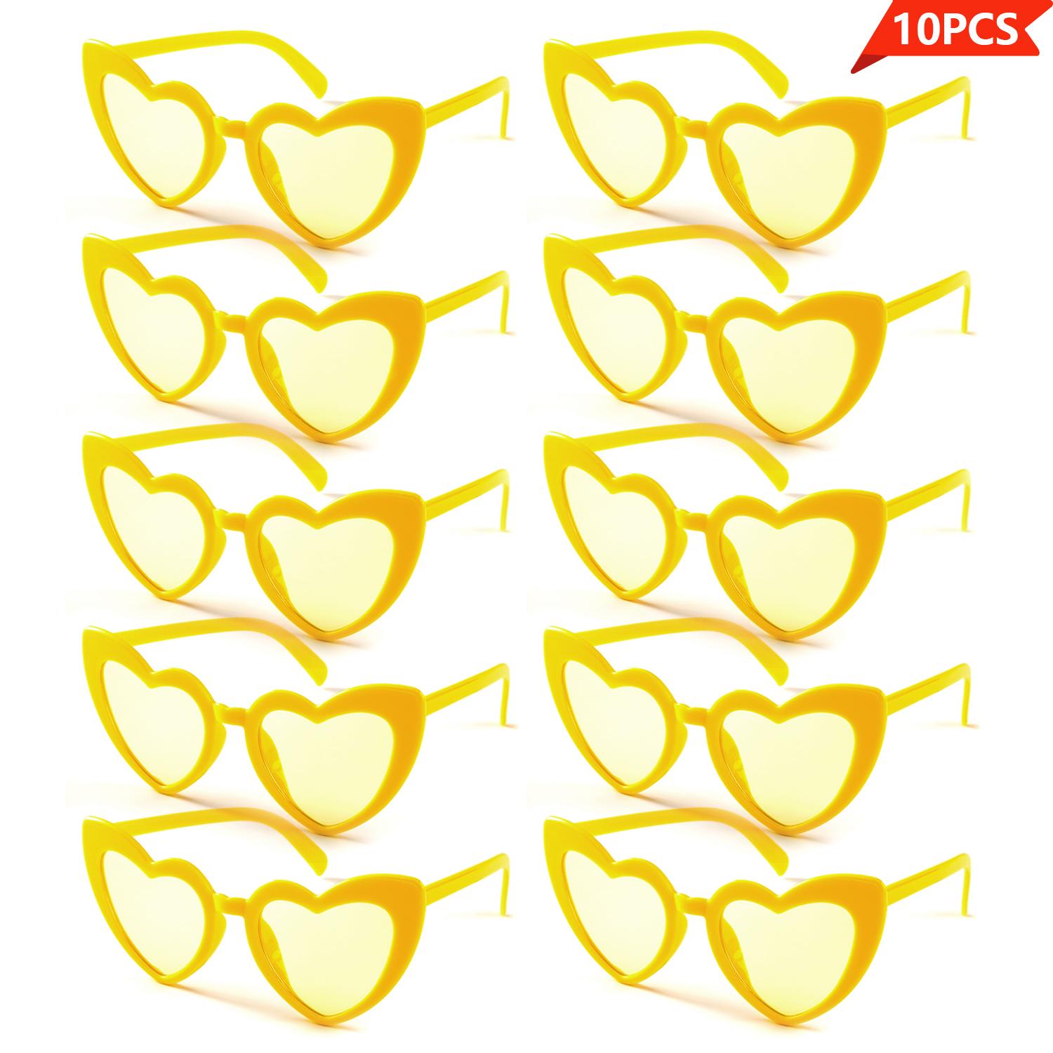 

10 Pack Heart Sunglasses Vintage Cat Eye Heart Glasses Retro Bachelorette Bride Sunglasses Bulk For Women