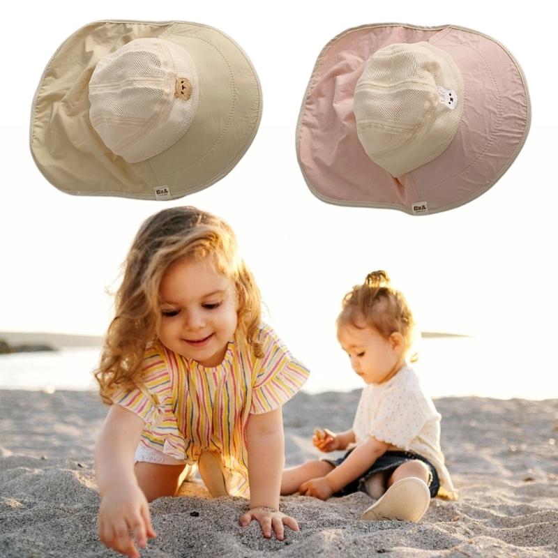 Baby Fisherman Hat Quick Drying Kids Mesh Bucket Hat Toddler Sun Protective Fisherman Hat Neck Flap Hat Child Accessory