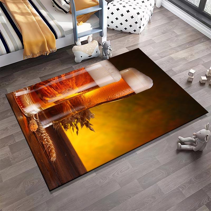 Beer Glasses with Wheat Design on Rustic Table Background and Warm Glow Style Suitable for use as an anti-slip1 for1room and bedroom sofas