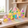 24 Pieces Translucent Rubberwood Construction Blocks with Acrylic Panels Solid