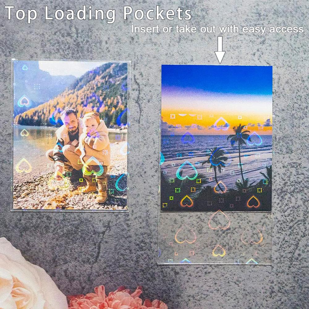 50pcs 61x88mm Clear Matte PP Photo Sleeves Sweetheart Foil Holographic Flashing for Kpop Board Game Trading Card Protector Cover