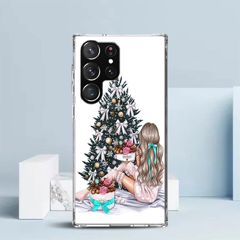 Weihnachts-Mädchen Baum Geschenk Handyhülle Für Samsung Galaxy S24 S25 Edge S26 Ultra S22 S23 Plus S21 + S20 FE Weiche TPU Rückseite Gal