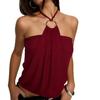 Summer tube top neck sling vest pleated short sleeveless European and American mesh women's top