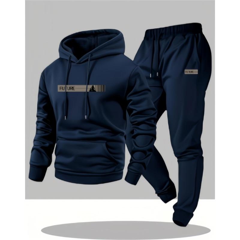 Men's Hoodie Sweatpants 2 Piece Set Casual Sportswear Tracksuit Winter Warm Pullover Joggers For Men