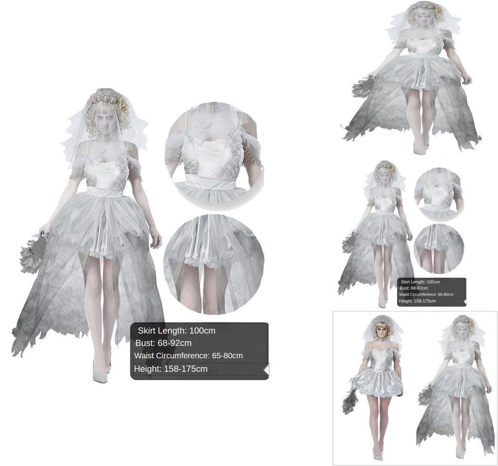 Halloween Ghost Bride Dress Costume For Women Role Play Party Cosplay