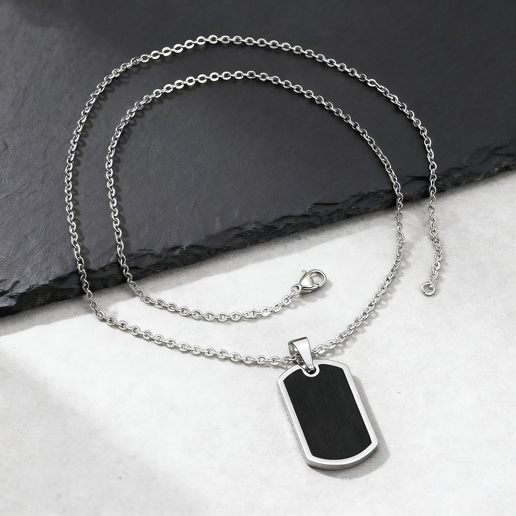 Trendy Dog Tag Necklace for Men Boys,Waterproof Stainless Steel Black Military Pendant,Casual Male Jewelry Gift