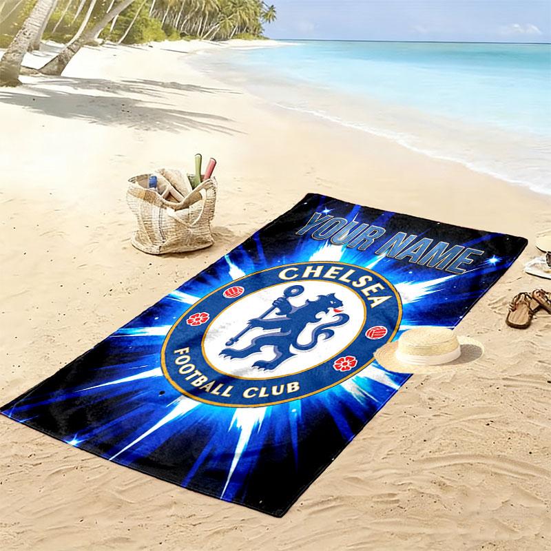 Custom Chelsea F.C Print Beach Towel, Large Soft Quick Dry Towel for Beach Camping Swimming