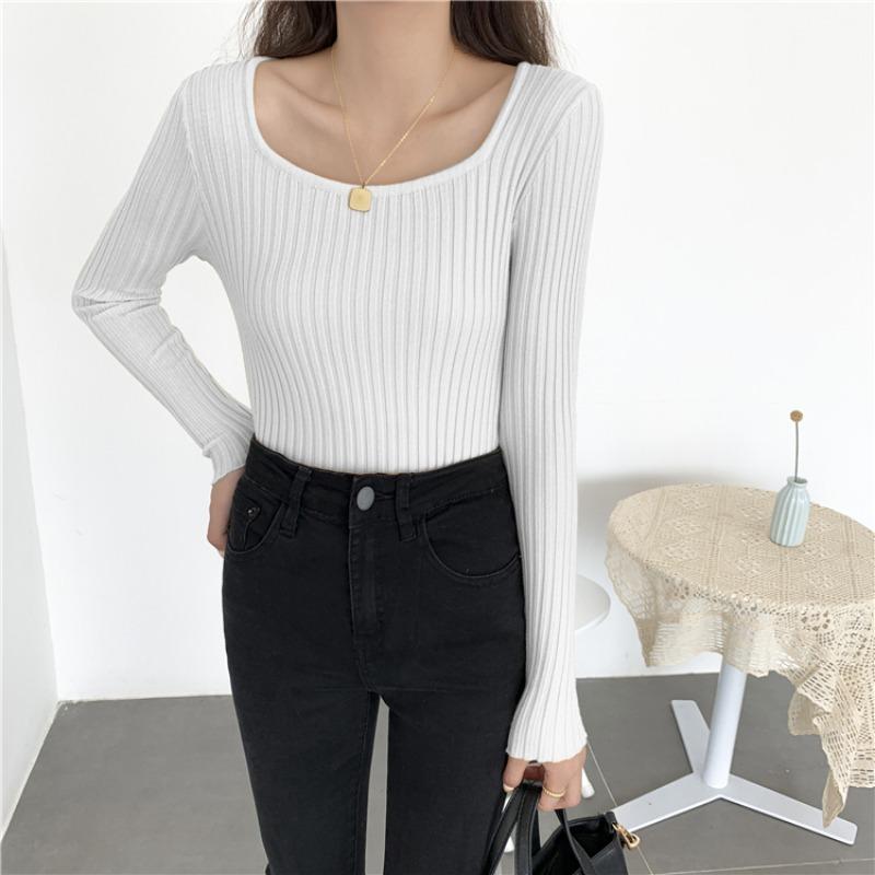 Осень Новые свободные круглые воротнички вязаные пуловеры свитера женские модные однотонные элегантные женские свитера с длинным рукавом зимние теплые женские джемперы 25734 One Size белый 1484₽