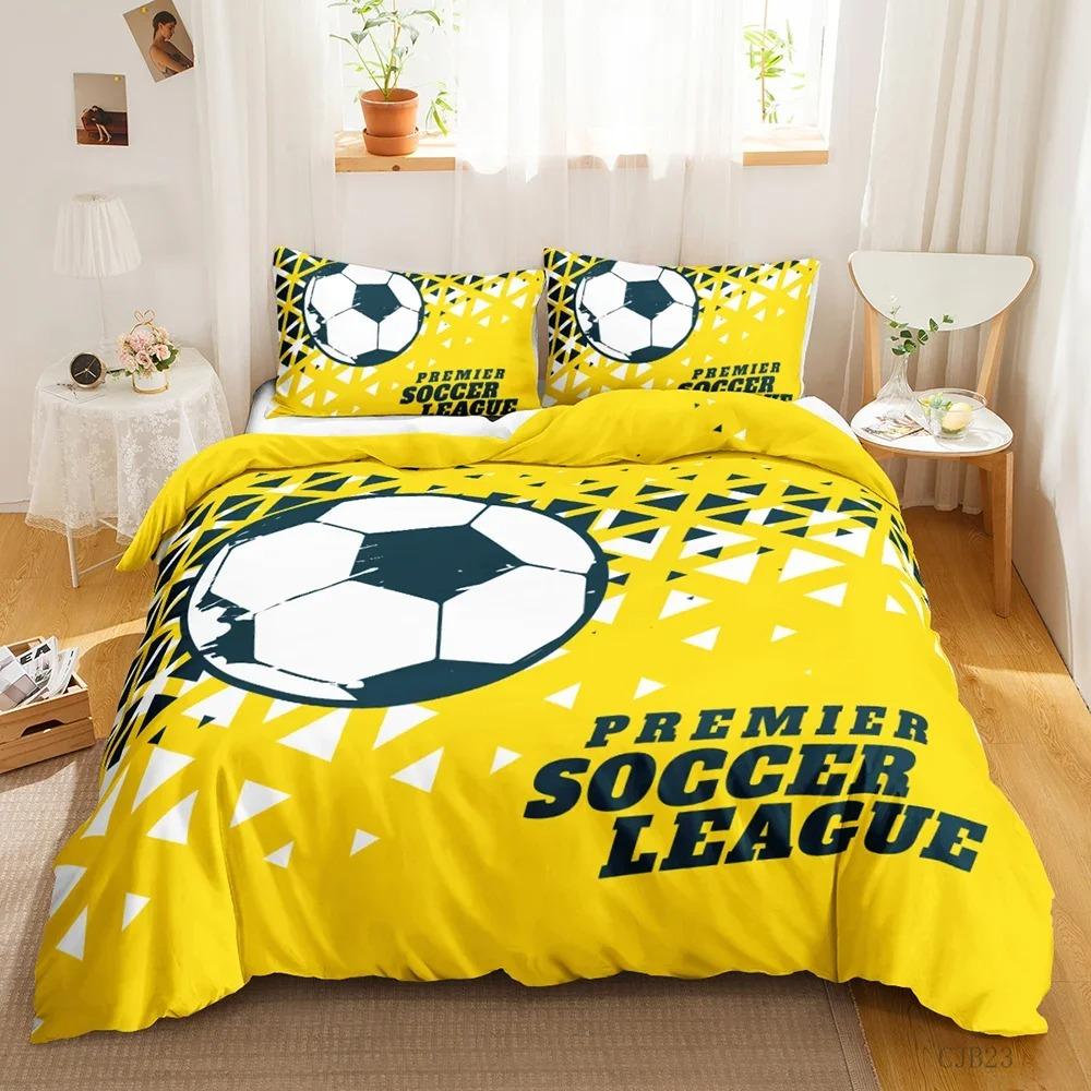 Soccer Duvet Cover Set for Kids Girls Teens Sports Theme Breathable Twin Polyester Quilt Cover