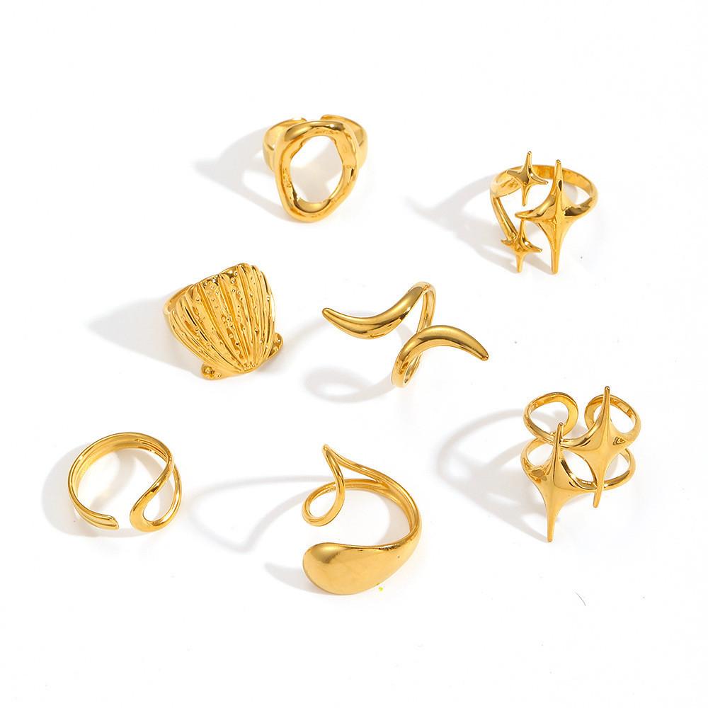 Style Geometric Stainless Steel Ring With 18k Gold Plating For Women And Men