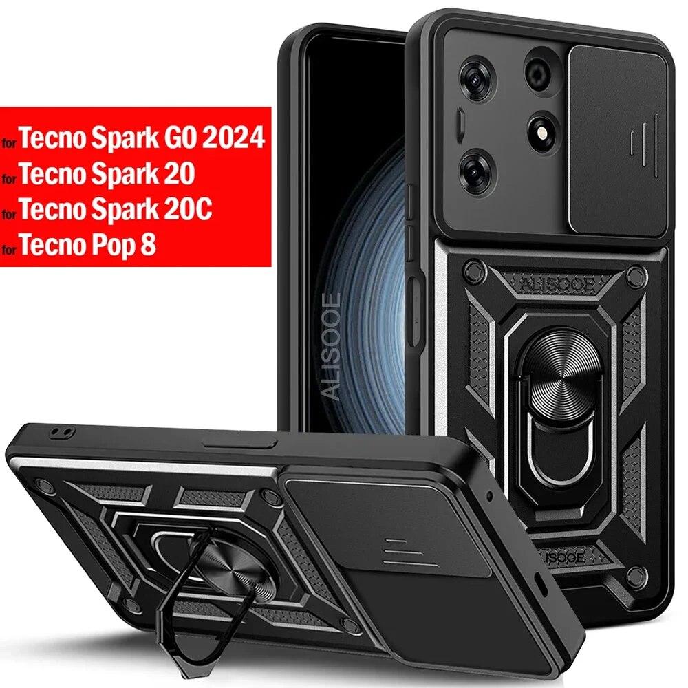 

Противоударный чехол для Tecno Spark Go 2024, защитный чехол для линз, кольцо-подставка для Tecno Spark 20 20C Pop 8 Capa