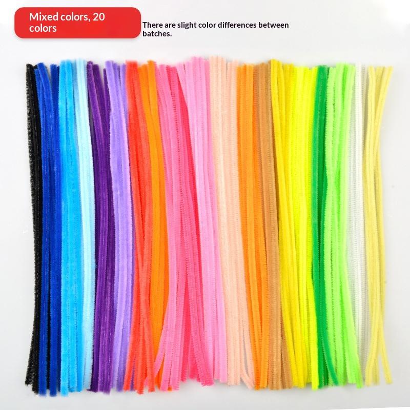 100Pcs Chenille Stems Toys Diy Strips Twist Bar Anvil Wire Craft Pipe Creative Hobby Children Plush Stick Chenille Sticks