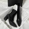 Fashion Autumn Winter Vintage Thick Heel Slim Ankle Boot Women Fashion Pointed Toe Stripper Party Modern Short Botas Para Mujer