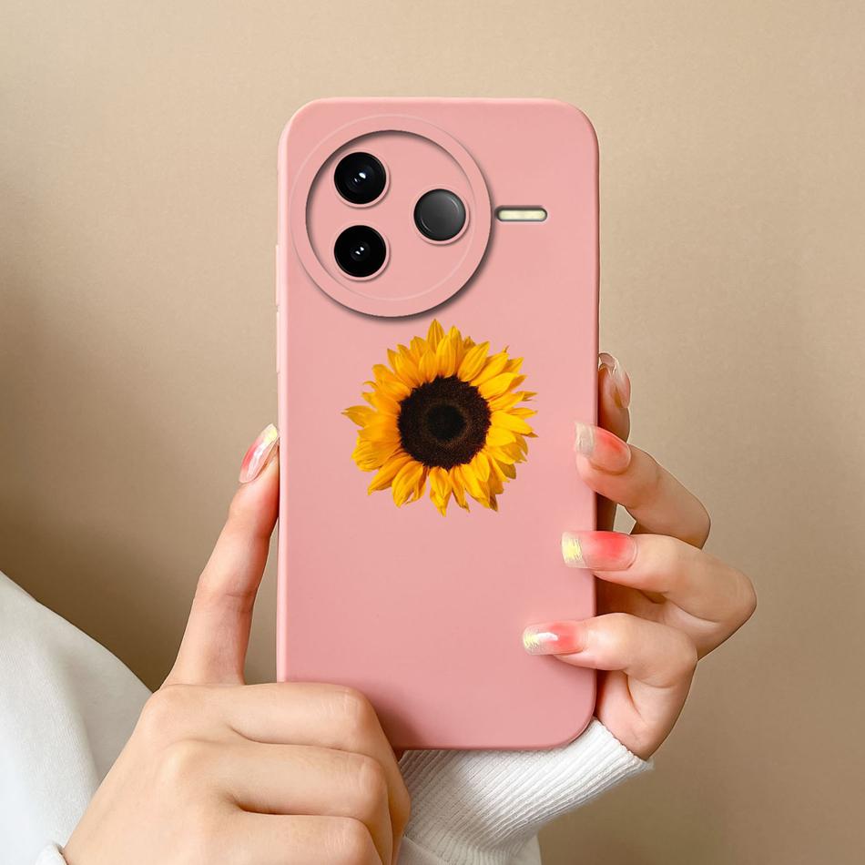 Case For POCO F7 Pro Ultra Pretty Flowers Soft Smooth Liquid Silicone Upgrade Lens Protection Shockproof Back Cover For Girls