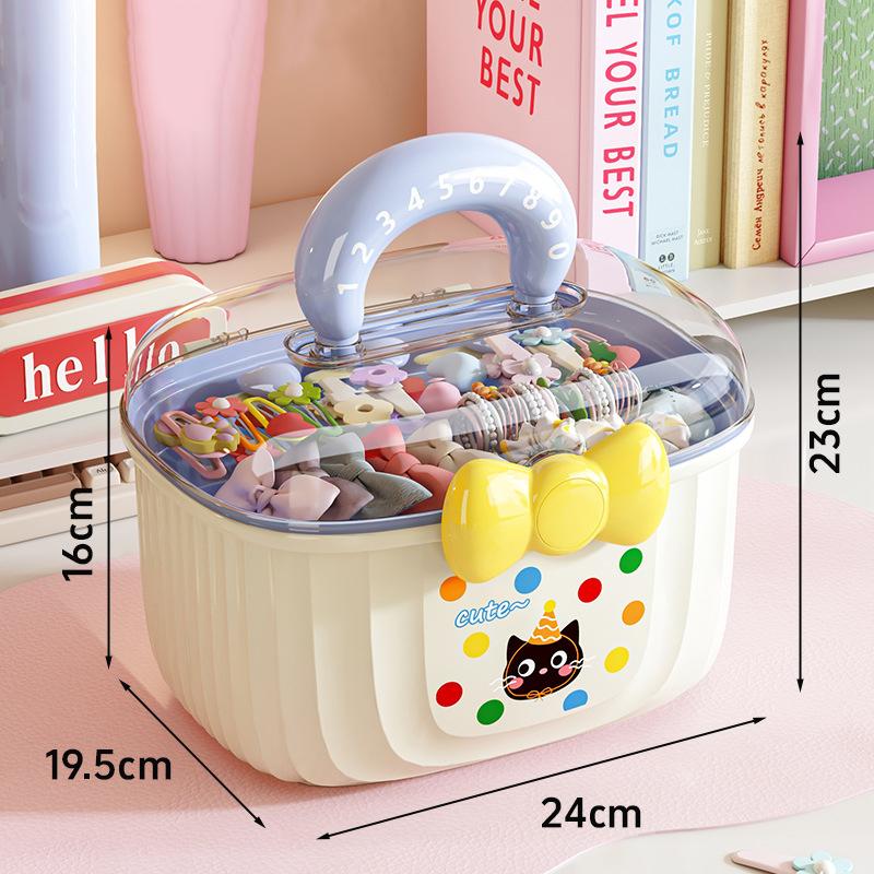 Girl Hair Accessories Storage Box Portable Makeup Organizer Jewelry Storage Box for Hair Ties Hairpin Earring Bracelet Necklace