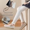 2025 Autumn/Winter Girls' Ruffle Edge Brushed Leggings - Solid Color, Versatile, Elastic Nine-Point Pants