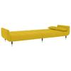 2 Seater Sofa Bed with 2 Cushions Yellow Velvet