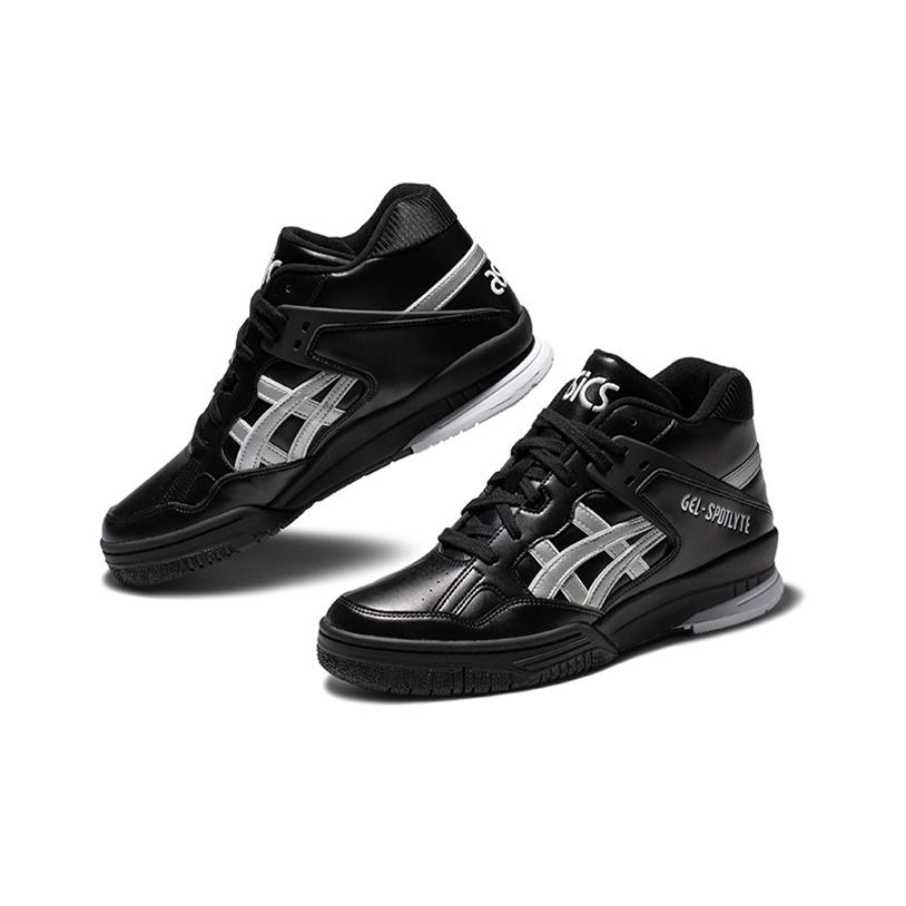 Asics Chaussures de Basketball Mi-Hautes Gel-Spotlyte Rétro Sneakers Unisexe Noir Gris 1203A178-002
