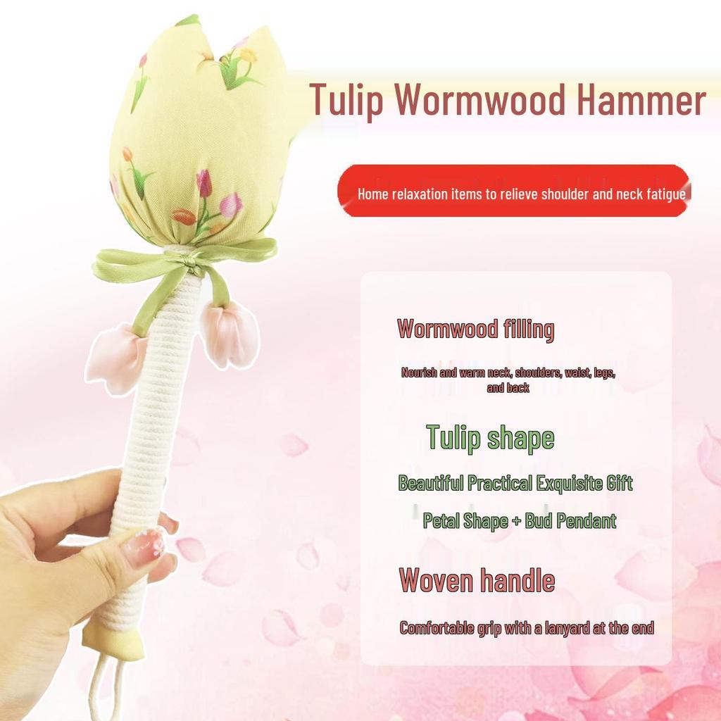 Brocade Tulip Mugwort Health Hammer: Exquisite Meridian Massage Hammer, Perfect Gift for Girls.