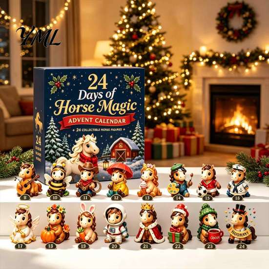 Holiday Countdown Gift Box 2026 Christmas Advent Calendar, 24-Day Acrylic 2D Ornament Set with Tree Pendant Animal Figures, Hanging Decor, for