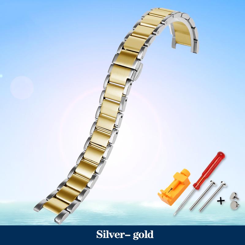 ONEStainless Steel Watchband For MK Three-Eye Watch MK6985/6986 MK2425/2433 Notch Strap Metal Watch Chain 16x8mm 18x10mm 20x12mmMN