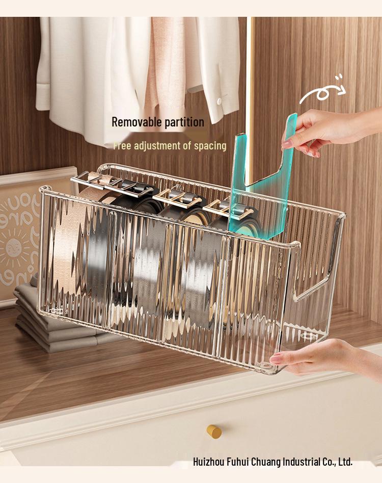 Men's Belt Display Rack: Acrylic Wardrobe Organizer with Transparent Compartments