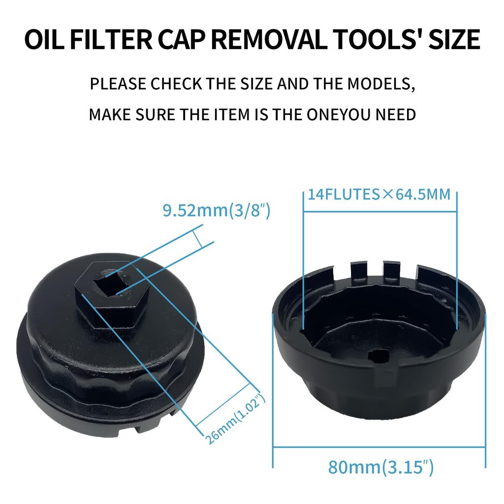 HT18C02 Ölgitterschlüssel mit Kappe, 14 FLUTEN, 64,5 mm, 14 Zähne, für Toyota Lexus