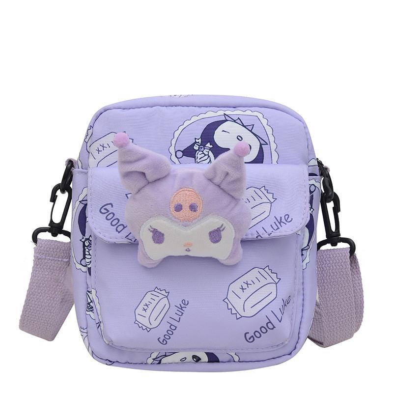 Cinnamoroll Hello Kitty Kuromi Canvas Umhängetasche mit Nähten für den täglichen Gebrauch
