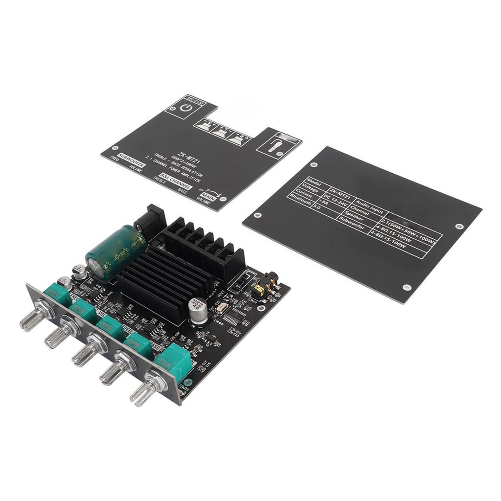 ZK MT21 Bluetooth Power Amplifier Board 2.1 Channel DC 12V‑24V Sound Power Amplifier Module for 20‑100W 4‑8 Ohm  Speaker