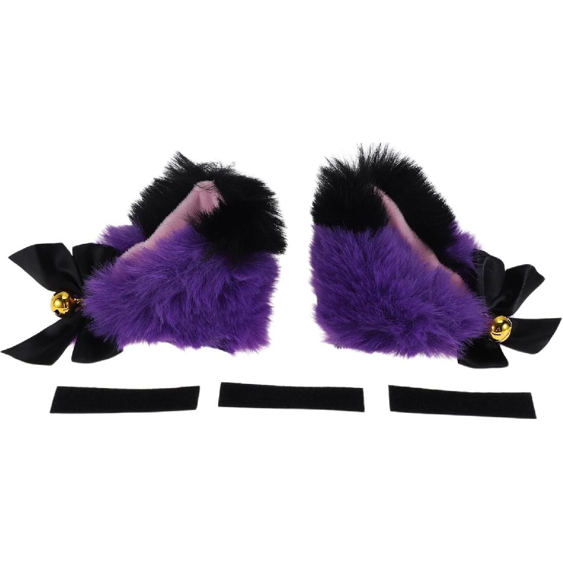 

Motorcycle Helmet Accessories Decoration Cat Ears with Gradient Colors and Bells for Motorcycle Bicycle Skiing Helmets Plush Stickers 1 Set Black, Purple