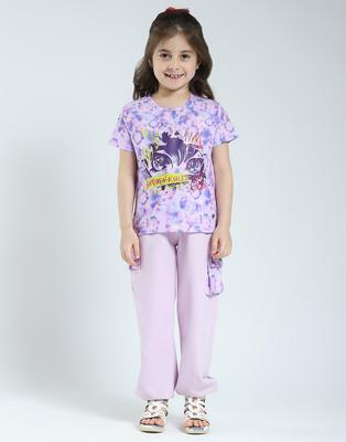 Girls Printed Round Neck Lower Set