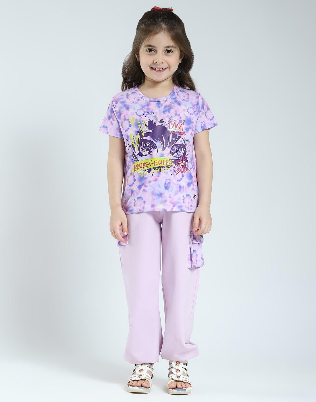 

Напечатанный комплект для девочек Монте-Карло обычного кроя с полурукавом 7-8 Years лавандовый