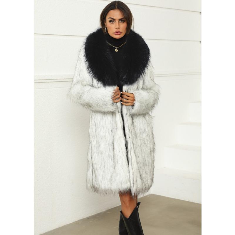 Plush women's imitation fur coat coat long autumn and winter new fur trench coat