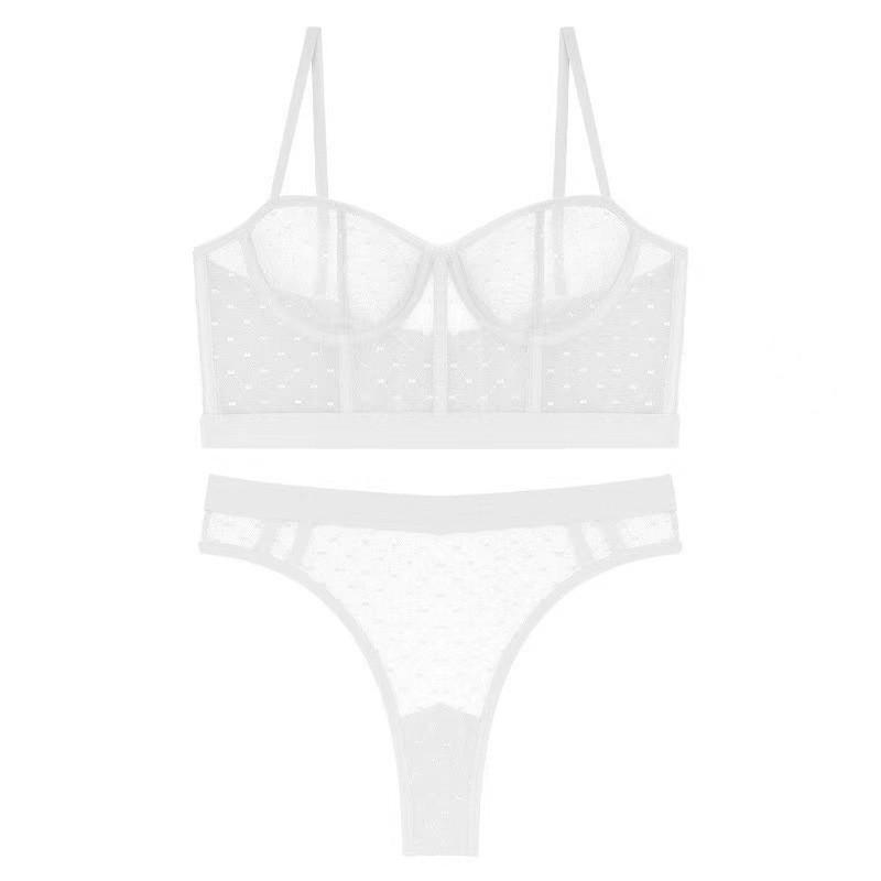 

Сексуальний костюм Французький ультратонкий прозорий сітчастий мереживний корсет Т-трусики показують маленьку та сексуальну розвагу S білий