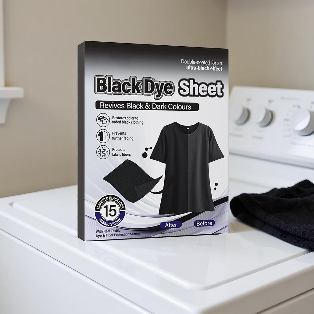 Schwarze Farbe für Kleidung, 15 Stück Schwarze Farbtücher für Kleidung, Farbauffrischer für Stoffe & Kleidungsfarbe für die Wäsche, Belebt verblichene Kleidung