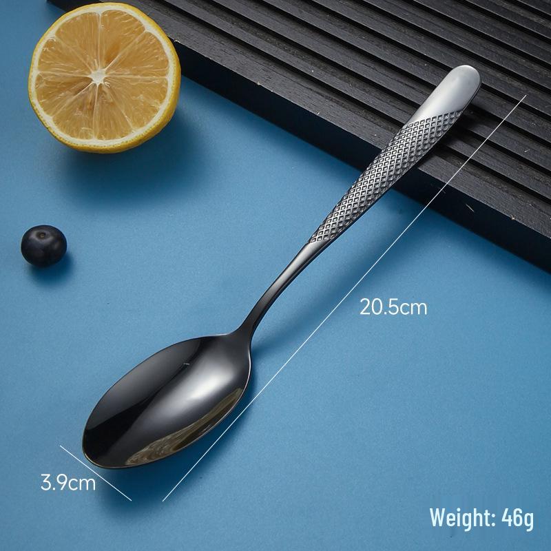 European Stainless Steel Four-Piece Cutlery Set: Star Diamond Steak Knife, Fork, and Coffee Spoon