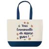 Tote Bag - PLANETEE - Emmanuelle She's Awesome - Blue Bottom - Cotton 40 X 45 Cm - Large Size