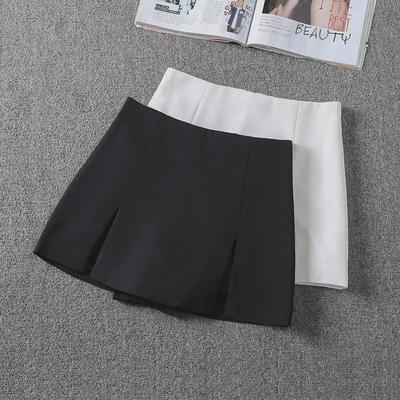 Petite High-Waist Black Slit A-Line Summer Skirt Shorts