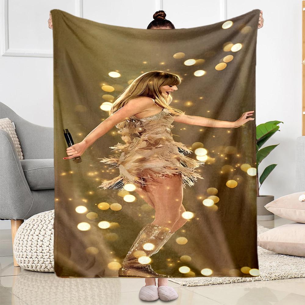 Coperta di Flanella Scintillante per Performance di Taylor Swift - Morbida e Adatta per Divani, Letti, Uffici, Viaggi, Tutte le Stagioni, Ottimo Regalo per Feste e Compleanni.
