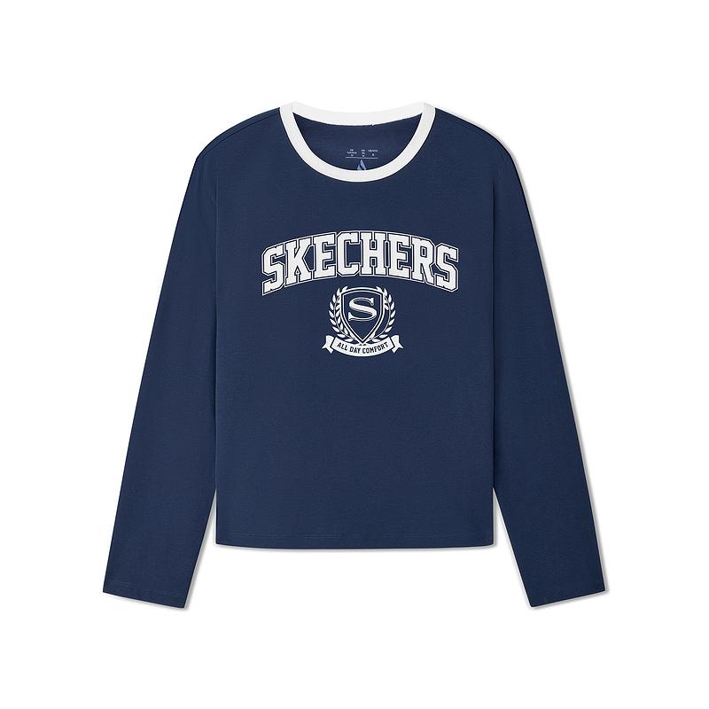 Skechers Fashion Series Simple Comfortable Versatile Letter T-Shirt Women Tops L325W005-002Z S