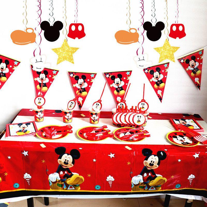 Theme Mouse Cartoon Party Supplies Decoration Red Birthday Party Decor