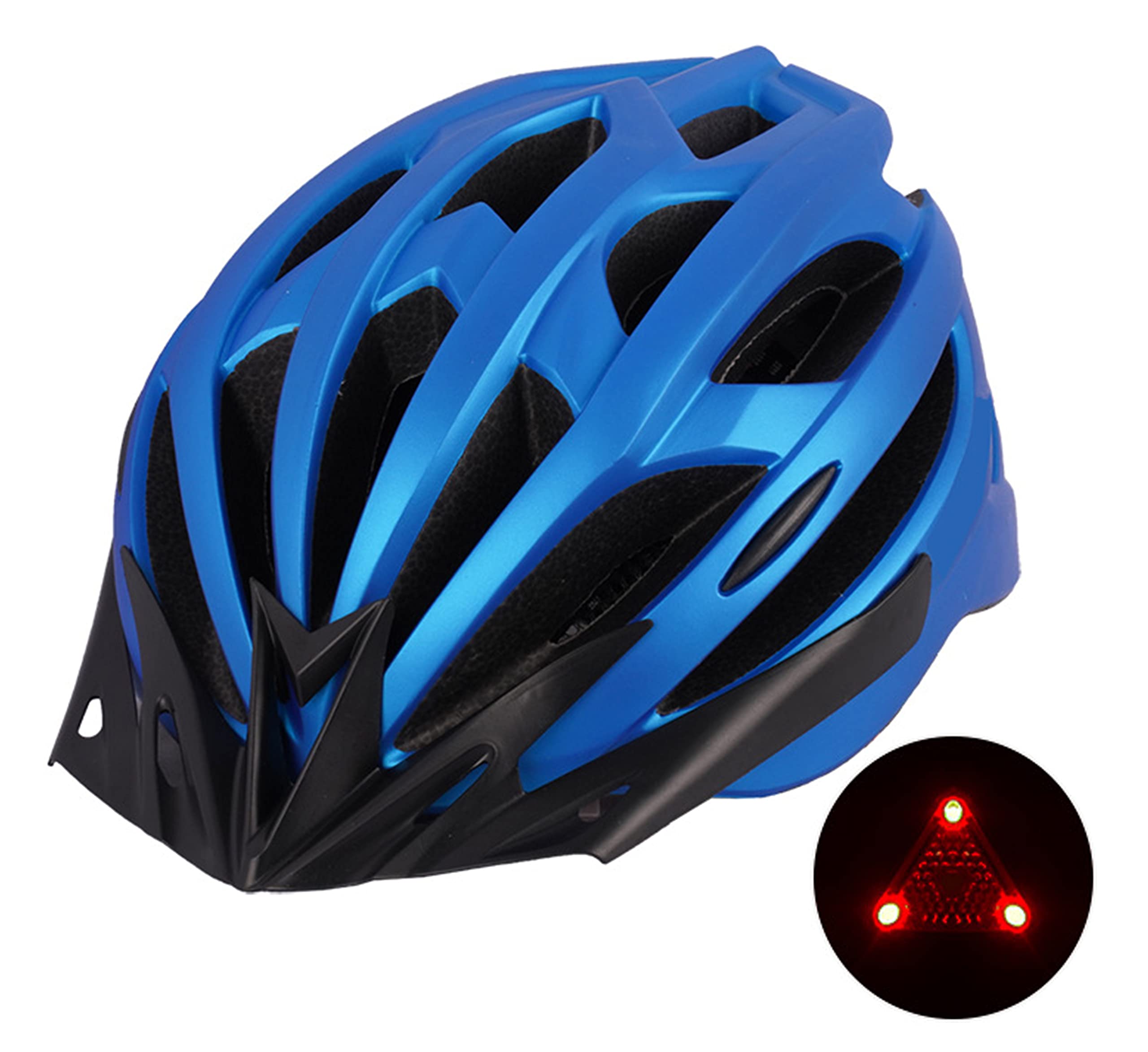 

Велосипедний шолом ISAK для велоспорту з LED-ліхтарем безпеки та регульованим розміром для дорослих, безпечний, надлегкий, сонцезахисний, 55-60 см, (синій) синій