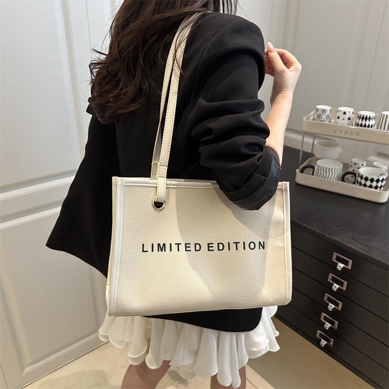 Large Capacity Bag Women's New Versatile Canvas Bag College Student Class Shoulder Bag Tote Bag
