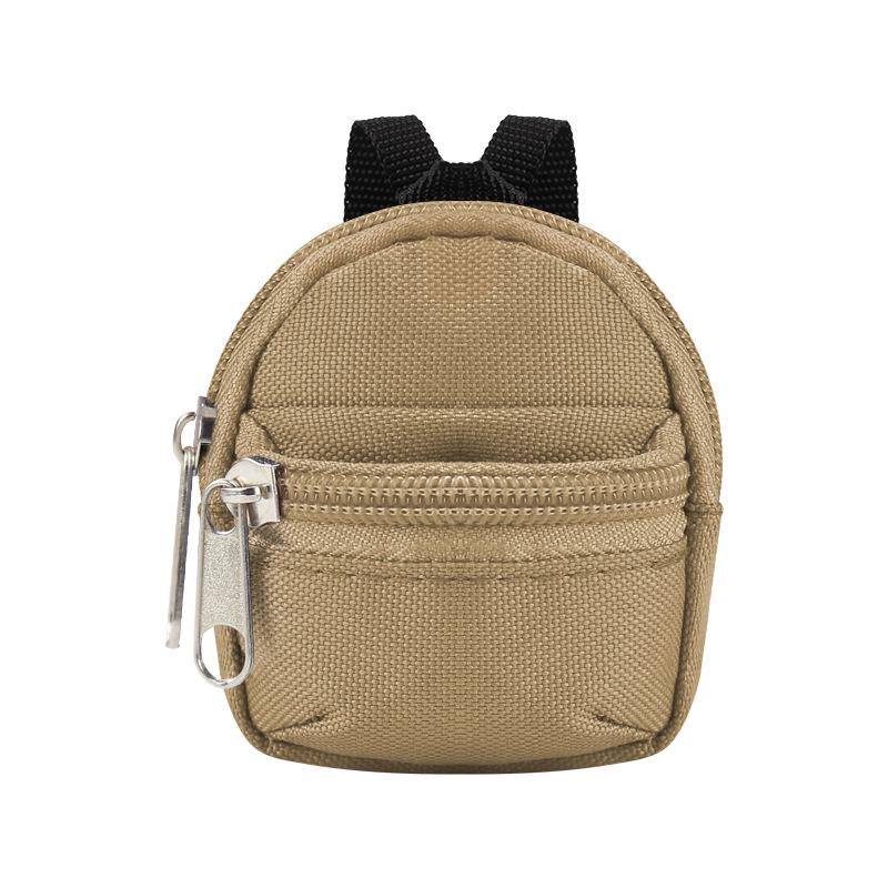 

Double Zipper Mini Backpack Coin Purse Keychain with Pendant хаки