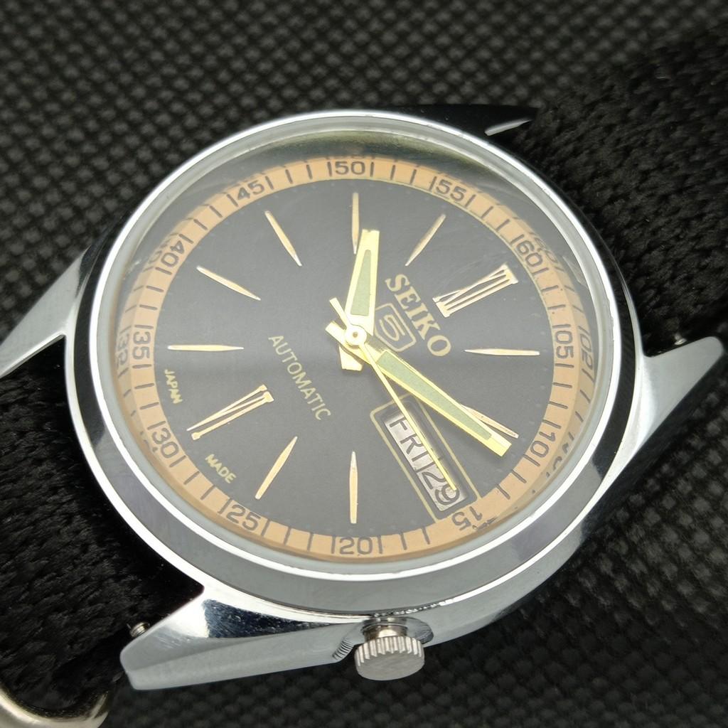 REACONDICIONADO VINTAGE SEIKO 5 AUTOMÁTICO 7009A JAPÓN RELOJ DE HOMBRE NEGRO 598-a313081-2