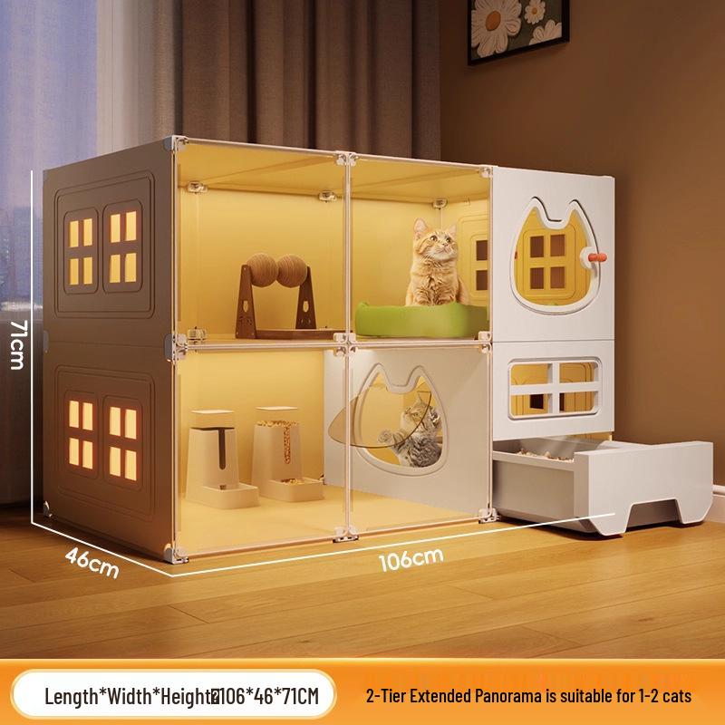 Luxury Indoor Multi-Layer Cat Villa with Integrated Litter Box