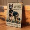 Rustic German Shepherd Guard Sign - 8x12in Aluminum, Yard Home Man Cave Decor, Pet Lover Gift
