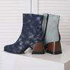 Krazing Pot Polyurethane Autumn Winter Shoes 47 Size 48 Chelsea Boots Gingham Prints Square Toe Plus Size Keep Warm Ankle Boots