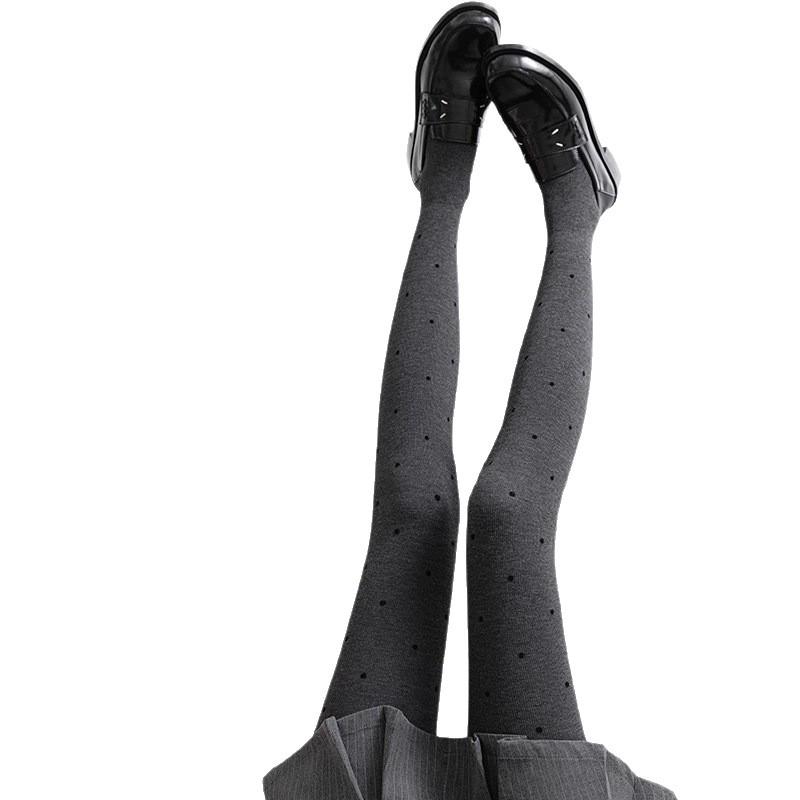 2025 New Style Gray Polka Dot Leggings - Women's Autumn/Winter Plush, Thick, Slimming Pantyhose